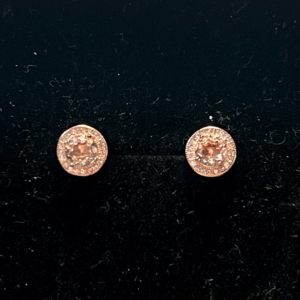 NWT Lumineux Rose CZ/Morganite, Sterling Silver Earrings!